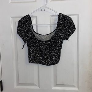 Shein black and White Flower Top